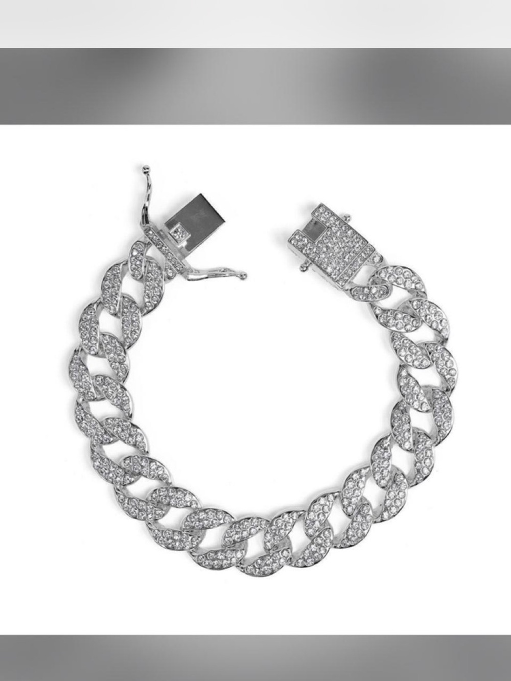 Invicta Silver Pave Cuban Link Bracelet - Men’s Jewelry